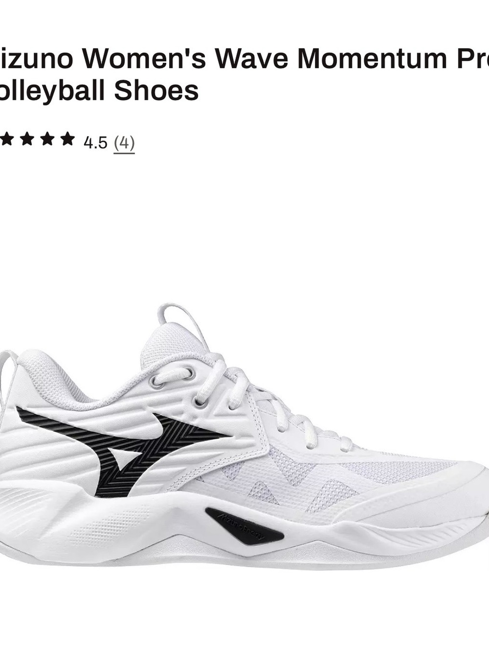 Mizuno Women's White Athletic Volleyball Shoes with Black Logo